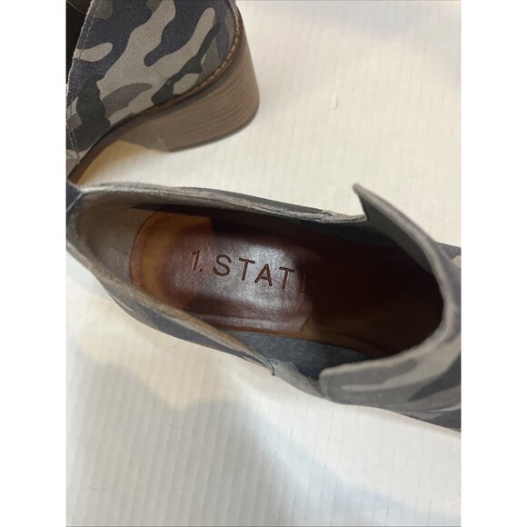 1. State Genuine Leather Suede Green Camo Idania Block Heel Bootie Slip On Sz 8M - Picture 4 of 6